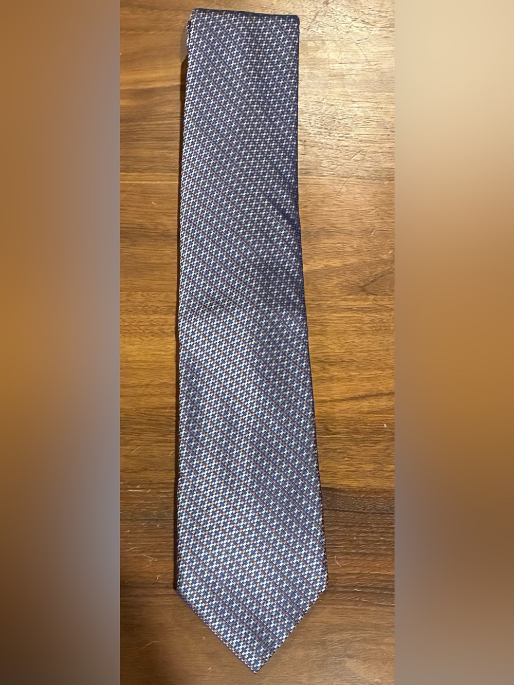 Eton Classic Men’s Micro-Pattern Silk Tie in Navy and Burgundy